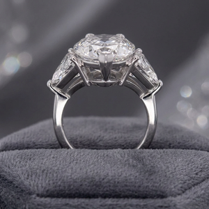 Bague de fiançailles de luxe en or 18 carats, 12 carats, couleur F, clarté VVS2, certifiée IGI, trois pierres de laboratoire de forme Marquise avec trillions latéraux, livraison gratuite - Product Image 2