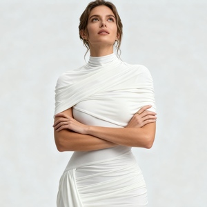 Nueva Llegada, Vestidos Elegantes y Ajustados para Mujer, con Pliegues, Espalda Descubierta, Sexy, a la Moda - Product Image 3