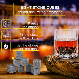Recién llegado, caja <span class=keywords><strong>de</strong></span> cuero embalada para enfriar whisky, estante para cubitos <span class=keywords><strong>de</strong></span> hielo, piedra con 2 uds., vasos y piedra para whisky, juego <span class=keywords><strong>de</strong></span> regalo <span class=keywords><strong>de</strong></span> granito - Product Image 4