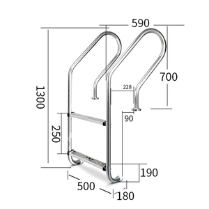 Scaletta per piscina interrata in acciaio inox, 2-5 gradini antiscivolo con corrimano per piscina a sfioro - Product Image 4