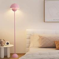 Lampadaire moderne pour salon d'hôtel, avec abat-jour en forme de champignon rouge et jaune, en métal, couleur chaude