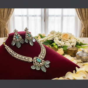 ชุดสร้อยคอหิน polki kundan ชุบทองโบราณเครื่องประดับเจ้าสาวสุดหรูดีไซน์เครื่องประดับชั้นดีแบบดั้งเดิม - Product Image 3