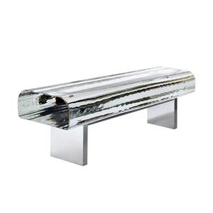 Tabouret en verre de luxe, décoration en cristal, tabouret bas en métal, banc en acier inoxydable, créateur, pilier transparent - Product Image 5