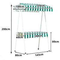 Table Promotionnelle en Fer Forgé, Stand de Marché Pliant en Ligne, Présentoir Mobile d'Extérieur Épaissi, Kiosque de Vente Facile à Installer, Chariot Alimentaire