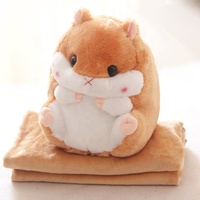 Offre Spéciale 3D MIGNON Animal Jouets Throw Doux Bébé Flanelle Corail Polaire Hamster En Peluche Animal 2 dans 1 oreiller Couverture