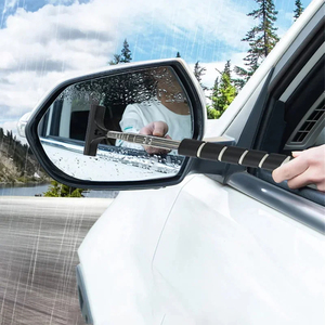 Wholesale Stainless Steel Auto Glass Cleaning Tools Handle Car Rearview Mirror with Brush <b>Squeegee</b> - Product Image 3