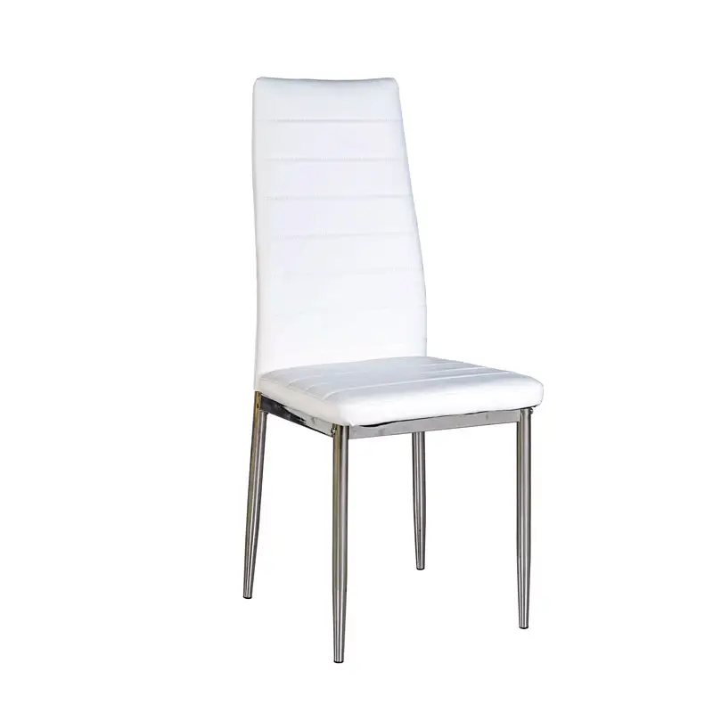 Sedia da cucina in pelle sintetica bianca con gambe con schienale alto sedie da pranzo mobili per la casa pelle sintetica moderna 2 pz/ctn 40 pz