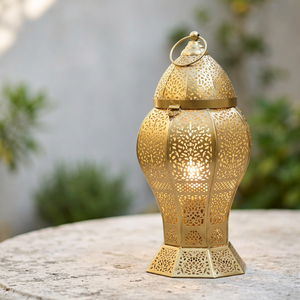 2026 Ramadan Decorative <b>Gold</b> Metal Moroccan Candle Holder <b>Lantern</b> for Floor and Table Home Decoration - Product Image 2