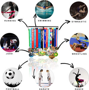 ที่แขวนเหรียญรางวัลไม้แขวนผนัง<span class=keywords><strong>ส</strong></span>ีทองทรงหกเหลี่ยมที่แขวนขี่จักรยานแผ่นโลหะไนลอนคุณภาพ<span class=keywords><strong>ส</strong></span>ำหรับตกแต่งแร็คพายพิมพ์ดีไซน์เต้น - Product Image 4