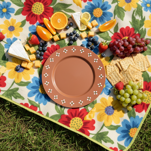 จานพลาสติกสีน้ำตาลพิมพ์ลายดอกไม้ 12 ชิ้น/ชุด สำหรับอาหารและงานปาร์ตี้ - Product Image 4