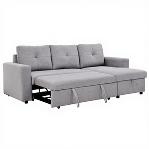 Canapé-lit modulaire multifonctionnel pliable Homers avec rangement, chaise longue moderne en tissu convertible pour petit appartement - Product Image 2