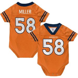 FOXA Broncos 58 Miller Baby Creeper Body Jersey con cuello en V transpirable unisex para bebé - Product Image 1