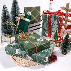 Alta calidad al por mayor 80g 43*300cm papel de embalaje verde de Navidad papel de regalo - Product Image 6