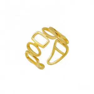 女性时尚316l钛不锈钢饰品开环设计钛钢电镀18 k金戒指