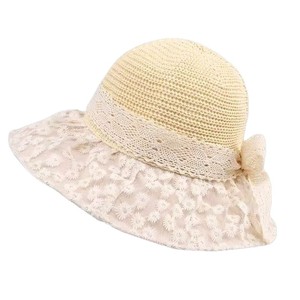Sombrero de Paja Xi Boyu con Ala Ancha, Adorno de Encaje con Margaritas, Color Caqui con Bloques de Color, Plegable, Protección Solar para Vacaciones en la Playa - Product Image 5