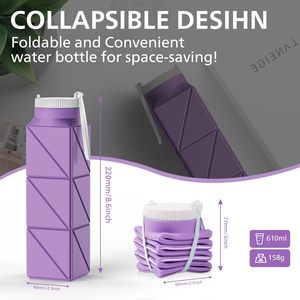 Botella de Agua Plegable para Deportes al Aire Libre, Reutilizable, Libre de BPA, de Silicona, Plegable, para Viajes, Gimnasio, Campamento, Senderismo - Product Image 2