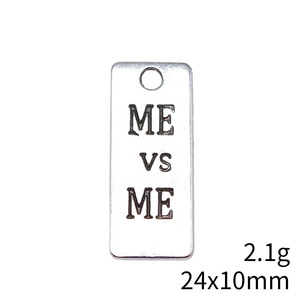 Gangan 24x10mm 2.1g Antique Silver DIY Retro Jewelry Accessory ME <strong>VS</strong> Logo Pendant - Product Image 4