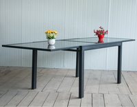 Table de salle à manger extérieure en aluminium extensible en métal avec deux niveaux symétriques