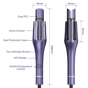 <span class=keywords><strong>Fer</strong></span> à <span class=keywords><strong>boucler</strong></span> automatique à double chauffage rapide PTC anti-brûlure, baril rotatif plus large de 1 pouce, 3 réglages de chaleur avec anion - Product Image 5