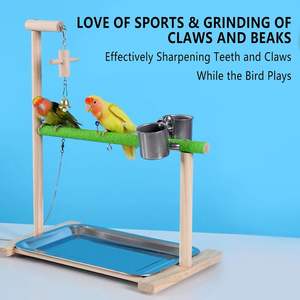 Büyük papağan oyna merdiven ve salıncak ile interaktif kuş oyuncak evcil hayvanlar için eğitim istasyonu Chew - Product Image 4