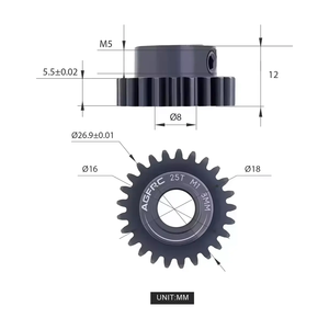 Engrenage robuste en acier trempé AGFRC PG25T8 V2, 8MM MOD1 T, pour camion/crawler RC à l'échelle 1/8 - Product Image 3