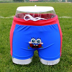 Bañador para niños de Bob Esponja, color azul claro con rayas amarillas, con lazo de nailon para nadar y deportes acuáticos - Product Image 3