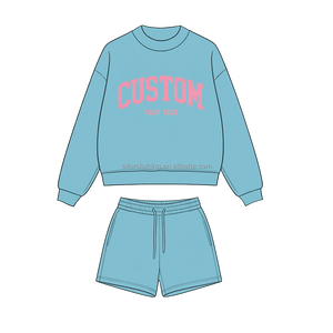 Conjunto de Sudadera de Algodón para Niñas, Pantalones Cortos, Dos Piezas, Cortavientos, Térmico, Venta al por Mayor, Conjunto de Ropa Infantil Suave y Cálida - Product Image 3