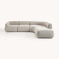 Canapé modulaire en L de luxe léger et moderne pour hôtel, en tissu bouclé, confortable pour salon, mobilier de maison détachable