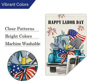 Chúc mừng ngày lao động vườn cờ tùy chỉnh vải lanh in hai mặt với thiết kế Yêu Nước Kỹ thuật in kỹ thuật số cho đồ họa - Product Image 3