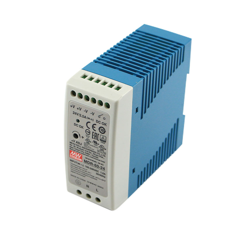 60W Din Rail Voeding 24VDC 2.5A Meanwell MDR-60-24 Industriële Smps Enkele Uitgang