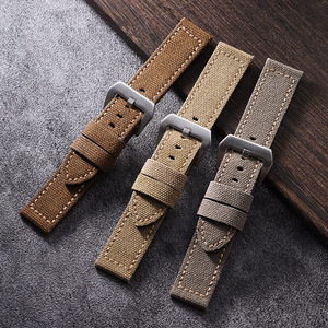Cinturino <span class=keywords><strong>per</strong></span> Orologio Lionorm Classico Impermeabile 22mm 24mm in <span class=keywords><strong>Tela</strong></span> e Pelle Marrone Vintage Morbido Sostitutivo - Product Image 6