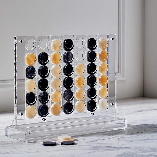 Factory Customized Travel Size Colorful Acrylic Connect 4 Chess Set Luxury Children Game Set Acrylic Chess 4 in a Row Game Board