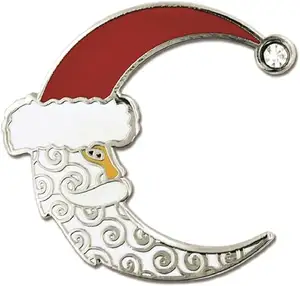 Insigne de costume de Noël en métal personnalisé de conception libre du fabricant Père Noël Lune Forme Chance Cadeau Envoyer Broche d'un ami de la famille