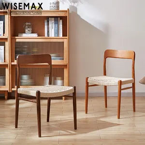 WISEMAX Furnitur Kualitas Baik Furnitur Restoran Kenari Kayu Solid Tali Kursi Makan untuk Furnitur Ruang Makan