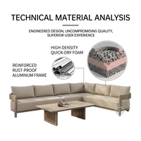 Wasserdichtes Allwetter-Modulares Ecksofa Modernes Dickes Kissen Luxuriöses U-förmiges Aluminiumgestell UV-beständiges Terrassen-Outdoor-Sofa-Set