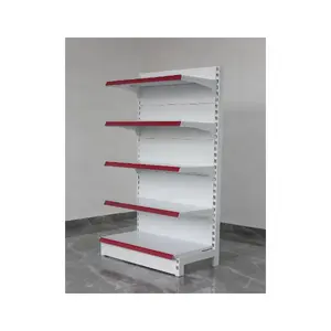 solid practical convenience grocery store white double sided and single display rack supermarket shelf