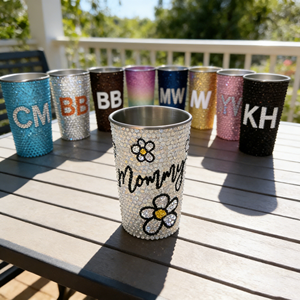 12oz Oem Factory 304 Stainless Steel Matte Brushed Party Tumbler Cold Sensitive Beer Cup Multi Size Rhinestone for Birthday Name - Product Image 1