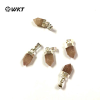 WT-P1755 Dainty Minuscules Naturel Pierre Mini Mignon hexagonale Fraise Cristal Pendentifs Composants pour La Fabrication de Bijoux quartz point