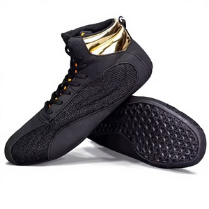 PROFIT SPORTS Lightweight <b>Lace</b>-Up Wrestling <b>Shoes</b> with Breathable Upper Flexible Sole High Top Training <b>Shoes</b> <b>Blue</b> PU - Product Image 2