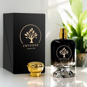 Botellas de <span class=keywords><strong>perfume</strong></span> de 50ml de alta calidad con logotipo, botella de <span class=keywords><strong>Perfume</strong></span> vacía de vidrio en aerosol negro degradado cilíndrico con caja de embalaje - Product Image 2
