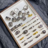Bagues Vintage en Argent Plaqué Style Gothique Rétro Antique, Bijoux Tendance Hip Hop Punk pour Hommes et Femmes, Idéales pour le Quotidien, les Fêtes et les Cadeaux