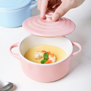 Microwave Oven Safe Baking Bowl Soup Cooking Pot <strong>Ceramic</strong> Mini Round <strong>Casserole</strong> <strong>Dish</strong> <strong>With</strong> <strong>Lid</strong> - Product Image 1