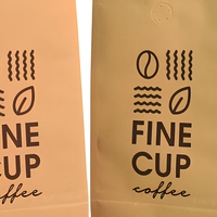 Sachet plat en papier kraft mat de qualité alimentaire avec fermeture éclair et valve pour emballage de café FINE CUP
