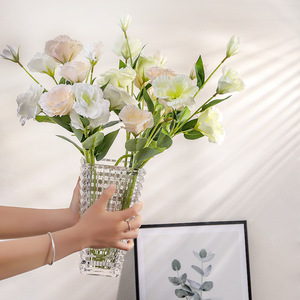 Timo Floral Art Lisianthus <b>Artificial</b> <b>Flower</b> Bouquet Silk Material Home Decor Wedding Props - Product Image 2