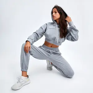 Body esportivo fitness, terno de cintura baixa com capuz manga comprida body feminino relaxado duas peças estilo hong kong