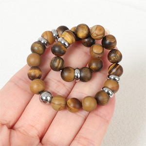 Bohemian Natural Stone Beaded Bracelet <b>Rose</b> <b>Gold</b> Plated Unisex Jewelry - Product Image 3
