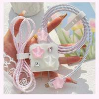 Protector de Cable USB con Lazo Pequeño de Perlas 3D, Estilo Y2K, para iPhone, Funda Protectora para Cable de Datos de 18W/20W, Carga Rápida