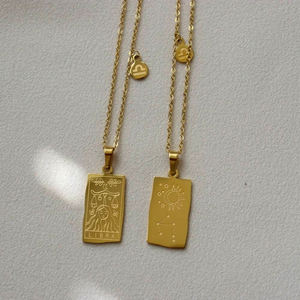 Collier de cartes de Tarot du zodiaque rempli d'or 18K, étanche et Original, Non terni - Product Image 4