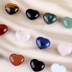 Charms Sieraden Multicolor 35Mm 3Cm Hart Ambachten Natuurlijke Kristal Zeven Chakra 'S Ornamenten Valentijnsdag Gift