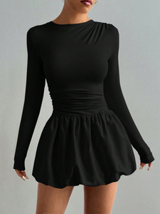 Nueva Colección Otoño 2025 para Comercio Transfronterizo, Elegante Vestido Midi Ajustado para Mujer, Manga Larga, Elástico, Estilo Europeo Informal, Color Liso, Seda de Leche - Product Image 5